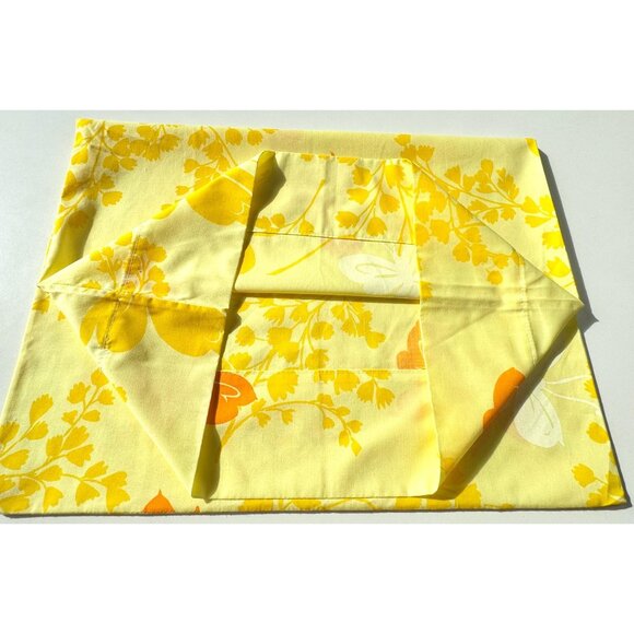 Vintage 70s pillowcase, yellow orange white butterflies, single casing - Picture 6 of 8